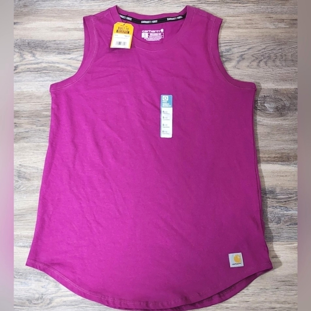 Carhartt Force Relaxed Fit Midweight Magenta Tank Size Small - New With Tags